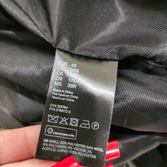 Mens H&M Peacoat Adult Size 38R Black Button Down Jacket Outdoor Formal - Picture 7 of 9